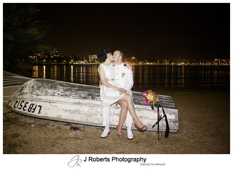 Night wedding portraits at shelly beach manly - sydney wedding photography 